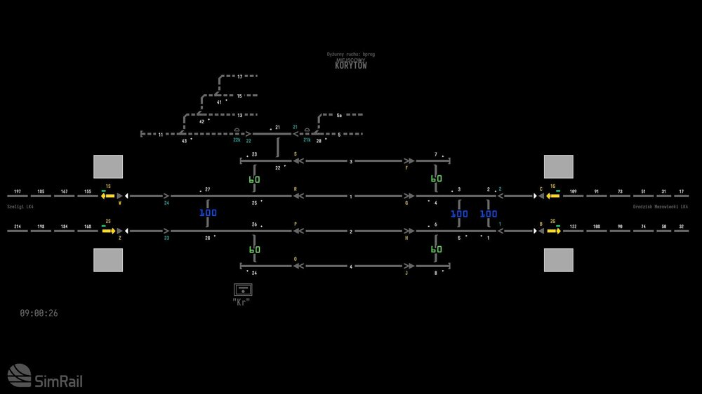 Plan des voies avec vitesse des aiguilles